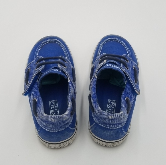 Sperry Halyard Jr. Blue Canvas Loafer Slip On Shoe 11.5T - Picture 5 of 7